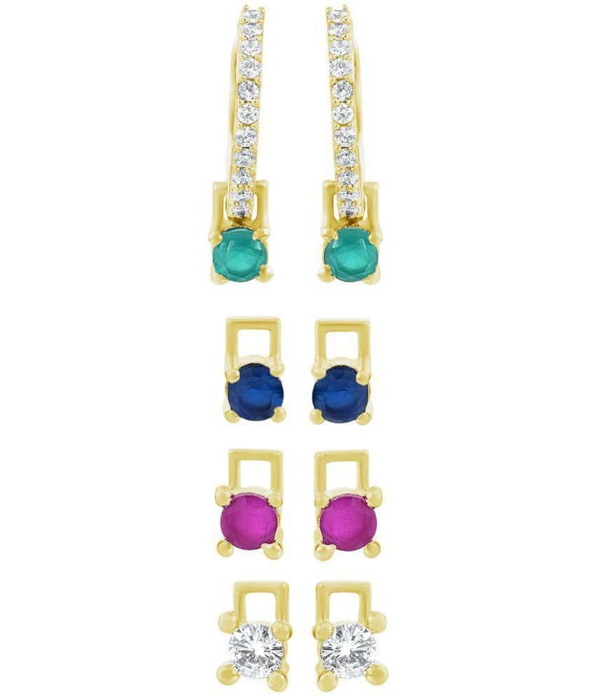 YAJUS - Golden Hoops Earrings ( Pack of 4 ) - Earrings | Buy online on ZillyBuy