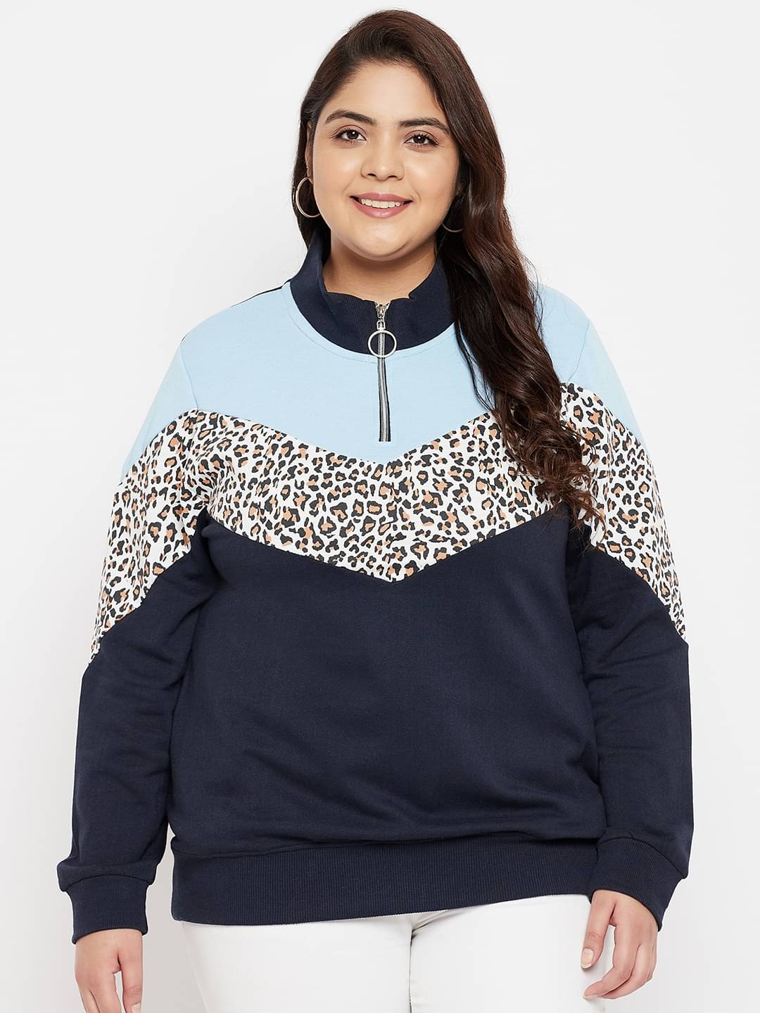 AUSTIVO Women Cotton High Neck Sweatshirt ( Navy ) AUSTIVO Women Cotton High Neck Sweatshirt ( Navy )