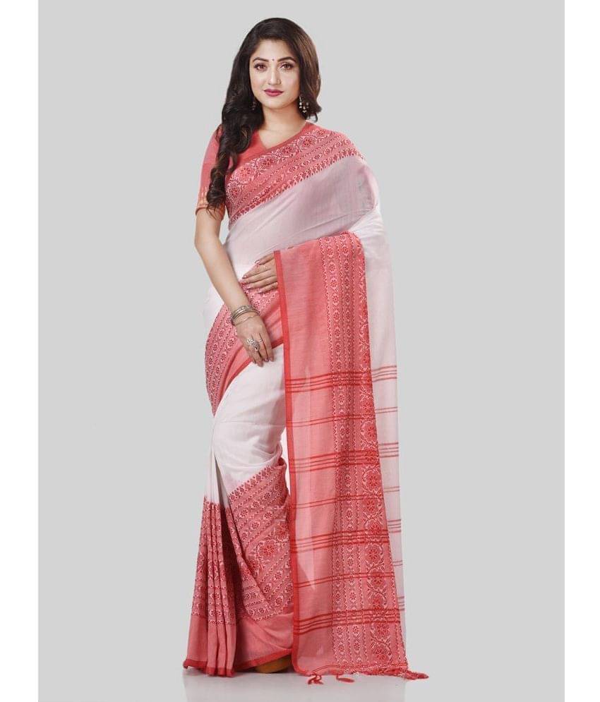 Desh Bidesh Cotton Self Design Saree With Unstitched Blouse Piece ( Red )     			Desh Bidesh Cotton Self Design Saree With Unstitched Blouse Piece ( Red )