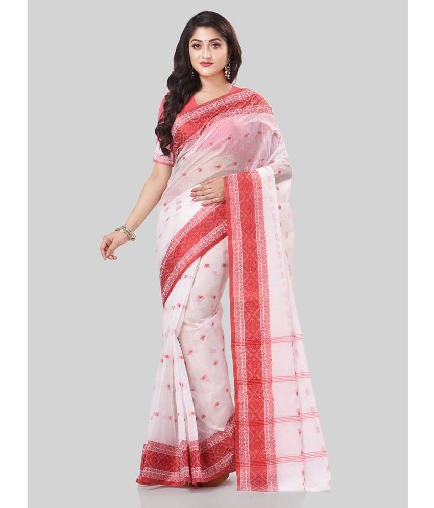 Desh Bidesh Cotton Self Design Saree With Unstitched Blouse Piece ( Red )     			Desh Bidesh Cotton Self Design Saree With Unstitched Blouse Piece ( Red )
