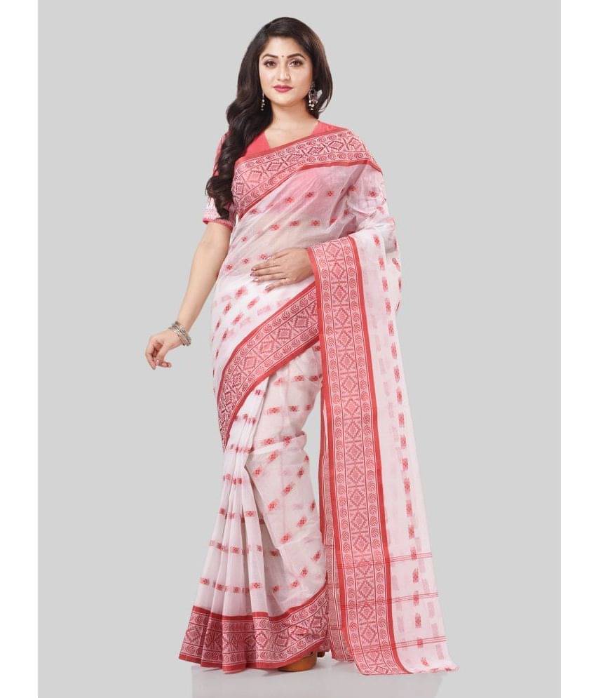 Desh Bidesh Cotton Self Design Saree With Unstitched Blouse Piece ( Red ) Desh Bidesh Cotton Self Design Saree With Unstitched Blouse Piece ( Red )