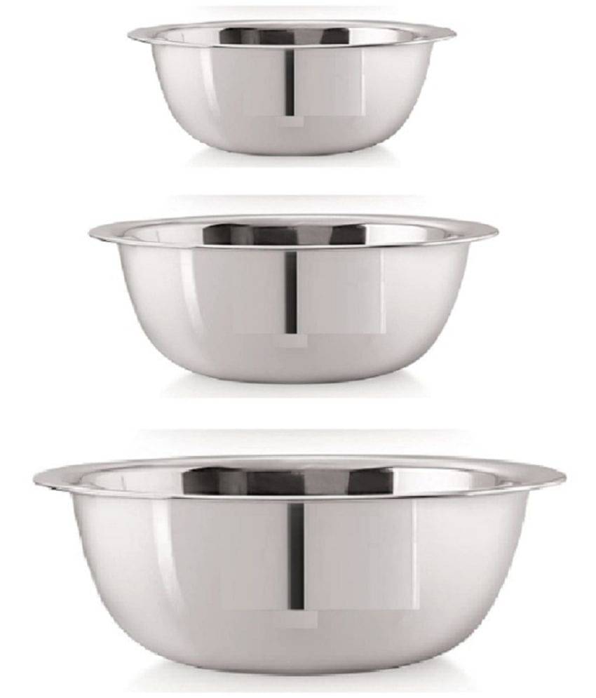 Dynore Stainless Steel Plain Serving Bowl 18 cm ( Set of 3 ) Silver Dynore Stainless Steel Plain Serving Bowl 18 cm ( Set of 3 ) Silver