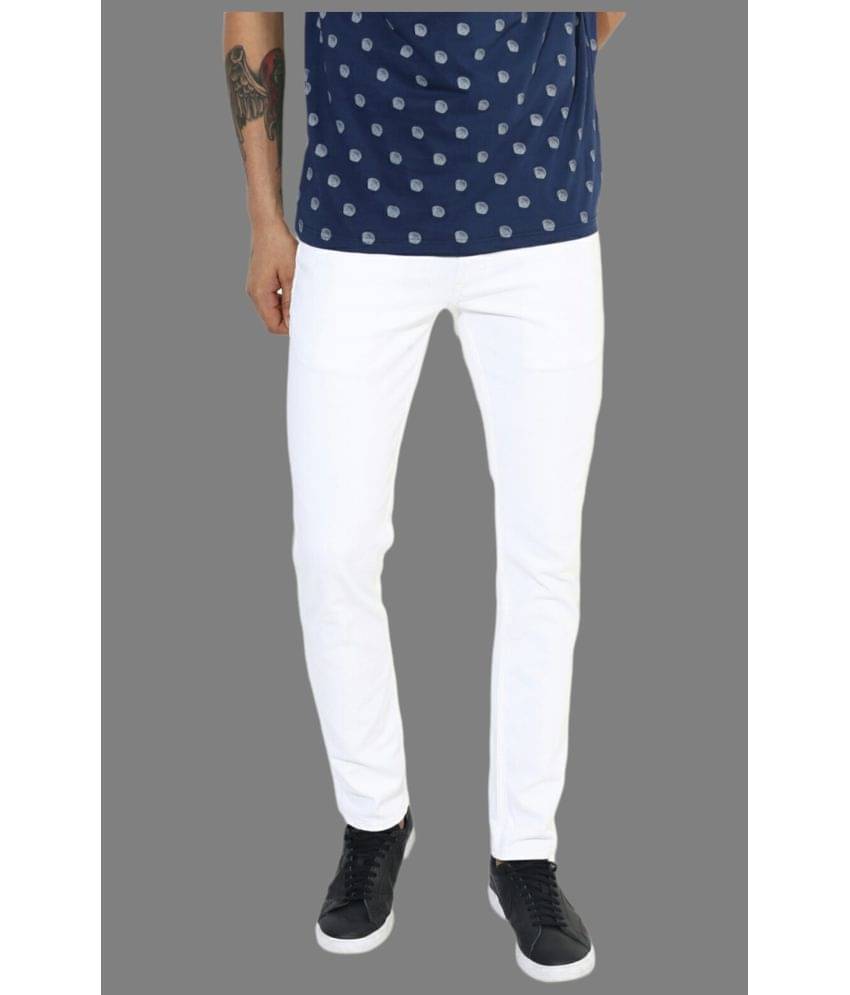 HALOGEN - White Denim Slim Fit Men's Jeans ( Pack of 1 )     			HALOGEN - White Denim Slim Fit Men's Jeans ( Pack of 1 )