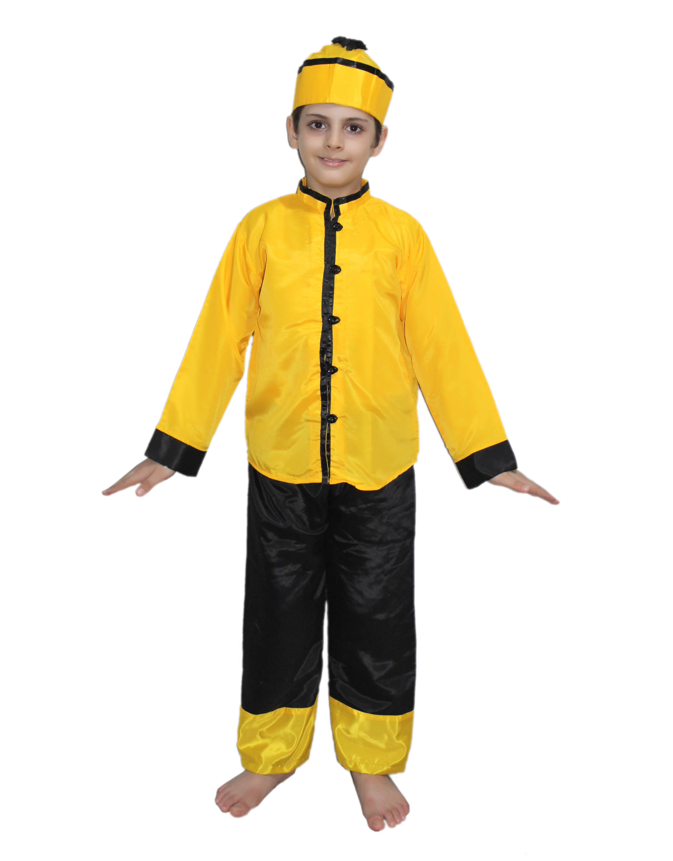     			Kaku Fancy Dresses Global Ethnic Wear Japanese Boy Costume -Yellow, 3-4 Years, For Boys