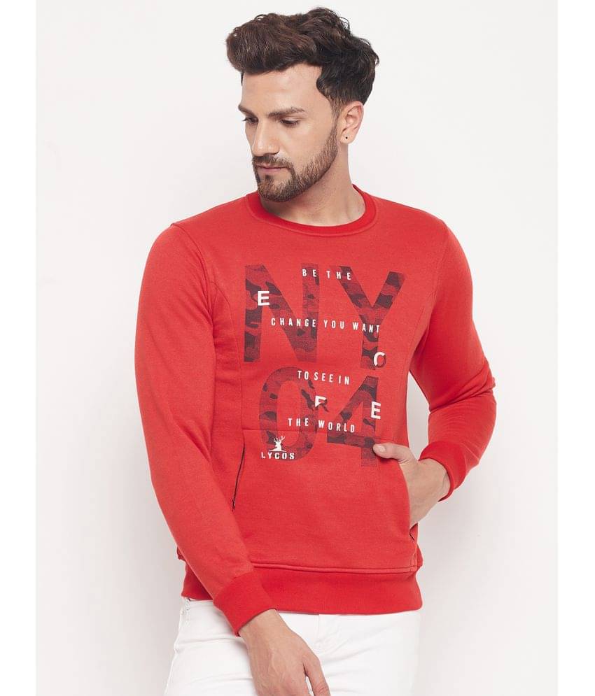Lycos - Red Fleece Regular Fit Men's Sweatshirt ( Pack of 1 ) Lycos - Red Fleece Regular Fit Men's Sweatshirt ( Pack of 1 )