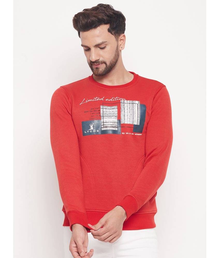 Lycos - Red Fleece Regular Fit Men's Sweatshirt ( Pack of 1 ) Lycos - Red Fleece Regular Fit Men's Sweatshirt ( Pack of 1 )