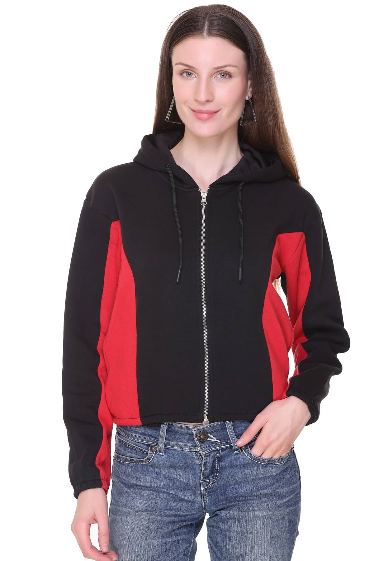     			RF RAVES Women Fleece Hooded Sweatshirt ( Black )