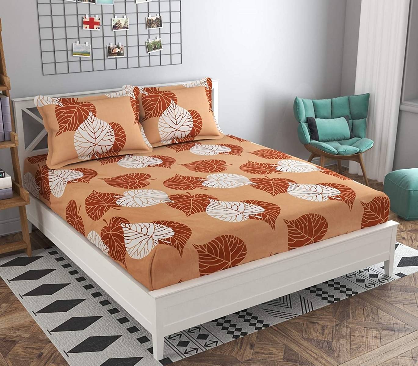     			Stuck In Store Glace Cotton Queen Bedsheet ( Khaki )