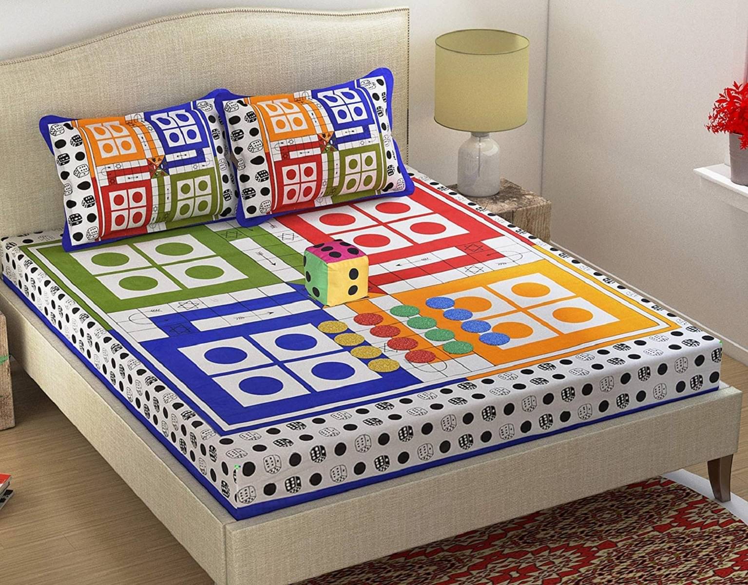     			Stuck In Store Glace Cotton Queen Bedsheet ( Multicolor )
