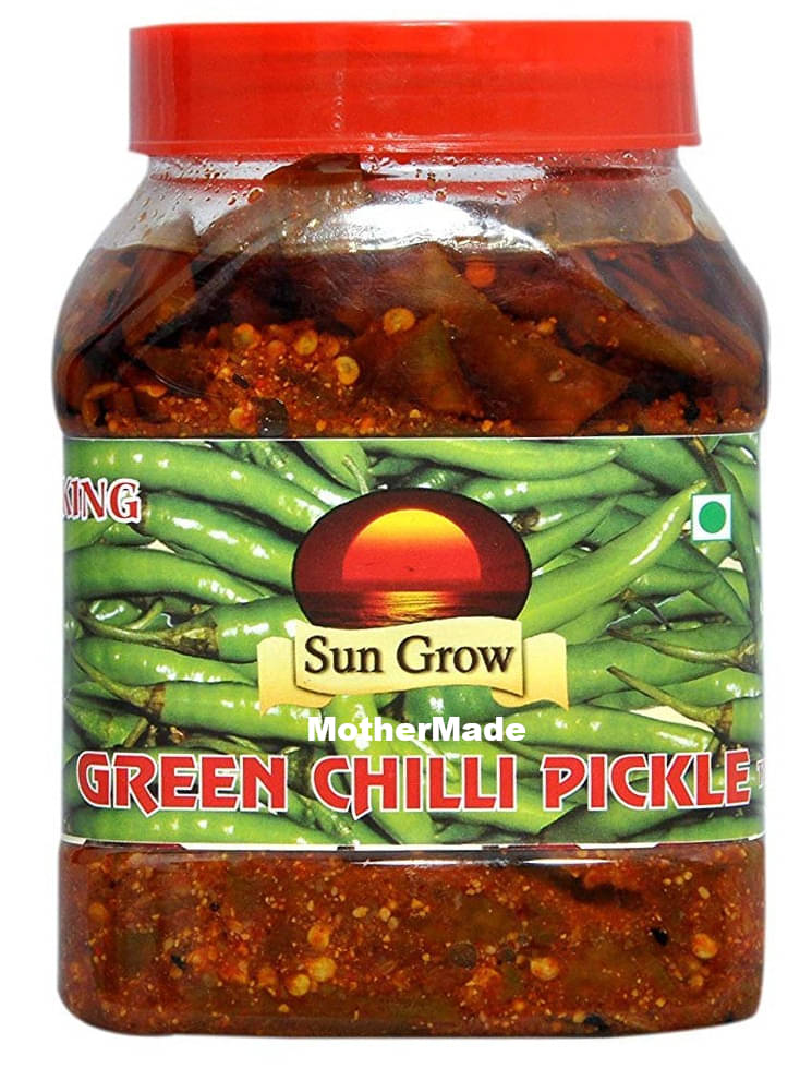     			Sun Grow Homemade Organic MotherMade Kashmiri Green Chilli Pickle Achaar Tate of King Trust Pickle 1 kg
