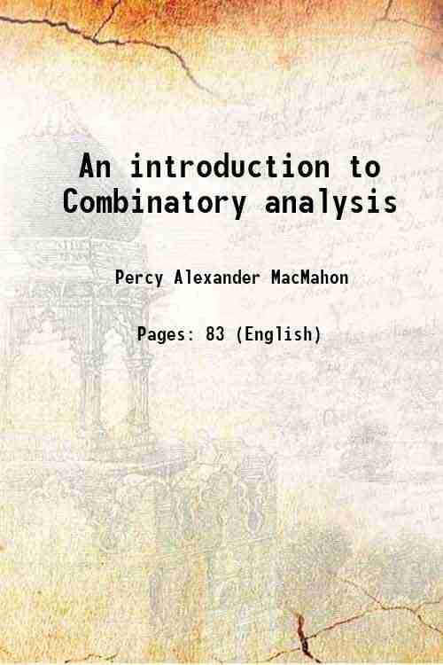     			An introduction to Combinatory analysis 1920 [Hardcover]