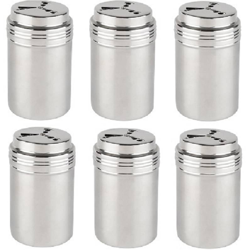     			Dynore Multi shaker Steel Silver Spice Container ( Set of 6 )