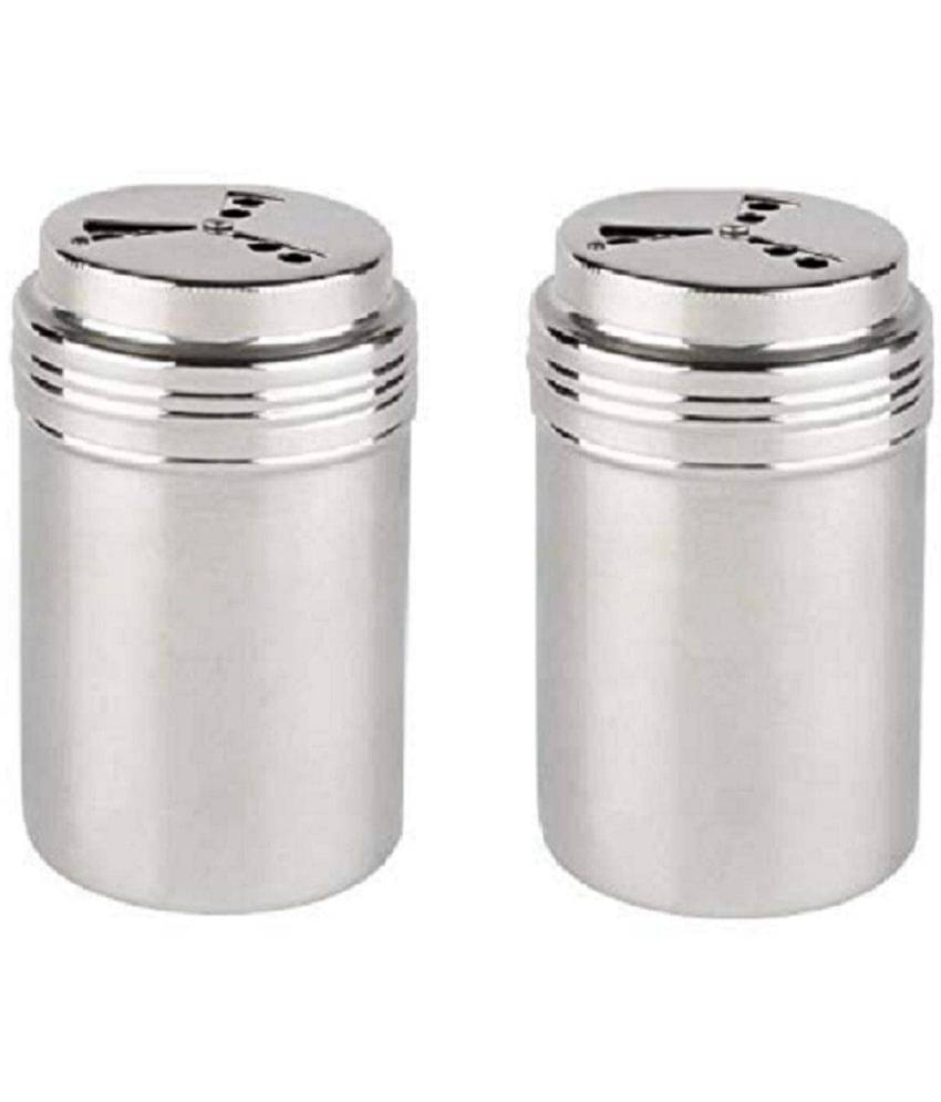     			Dynore Multi shaker Steel Silver Spice Container ( Set of 2 )