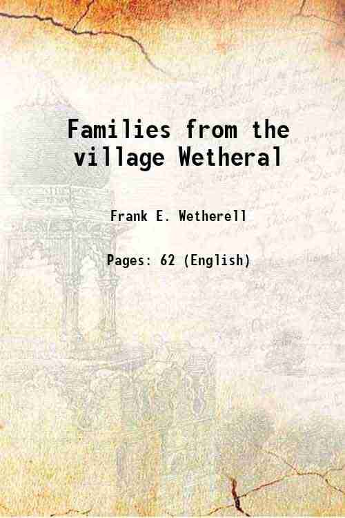     			Families from the village Wetheral Volume Suppl. 2 1948 [Hardcover]