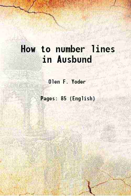     			How to number lines in Ausbund [Hardcover]