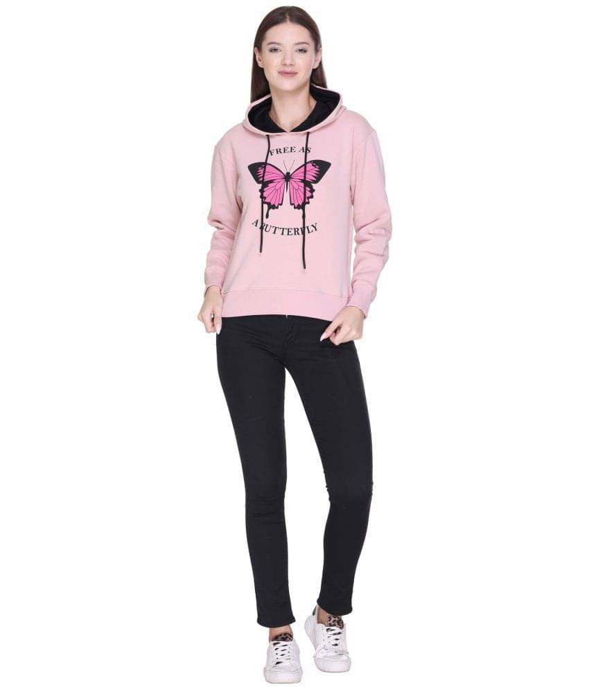     			RF RAVES Fleece Pink Hooded Sweatshirt