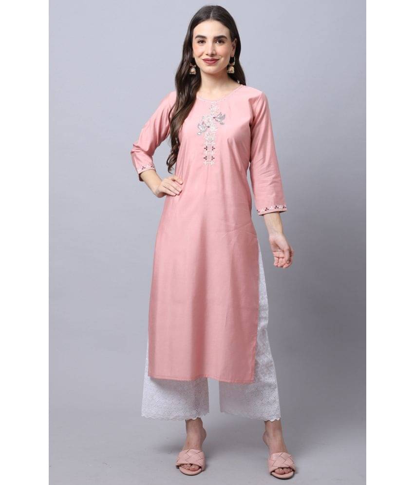 Rajnandini - Peach Polyester Women's A-line Kurti ( Pack of 1 ) Rajnandini - Peach Polyester Women's A-line Kurti ( Pack of 1 )