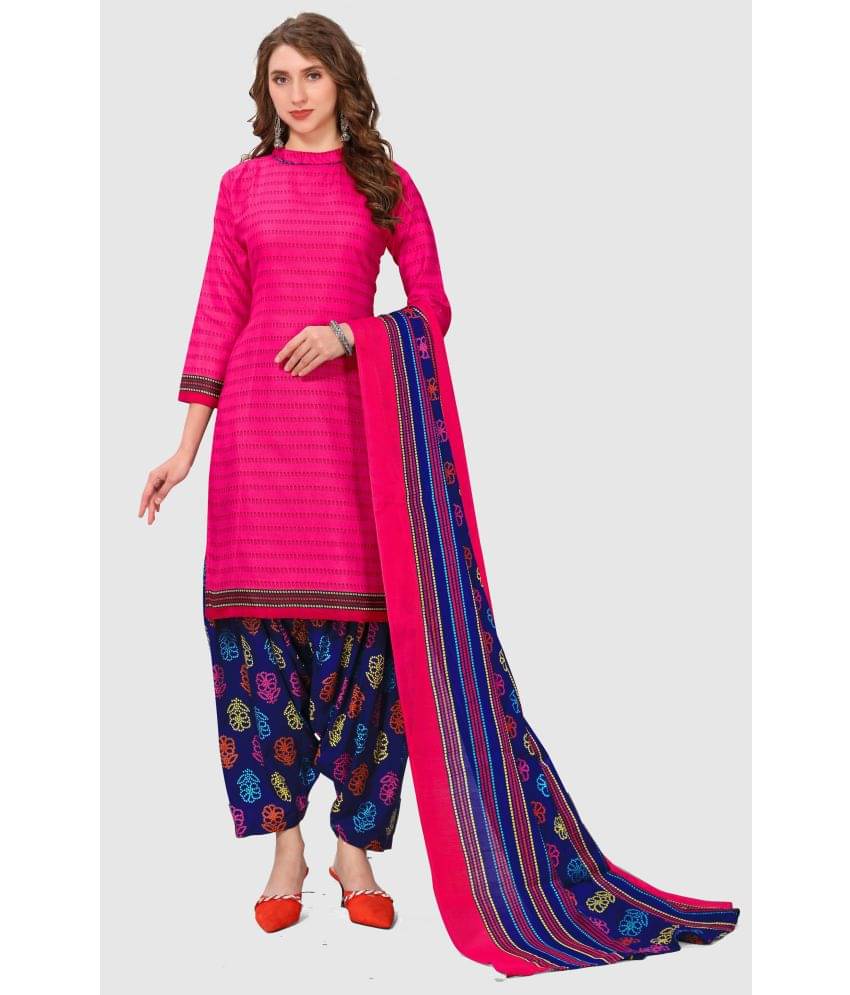     			Rajnandini - Unstitched Pink Cotton Blend Dress Material ( Pack of 1 )
