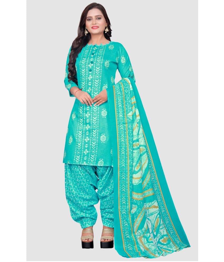 Rajnandini - Unstitched Sea Green Cotton Blend Dress Material ( Pack of 1 ) Rajnandini - Unstitched Sea Green Cotton Blend Dress Material ( Pack of 1 )