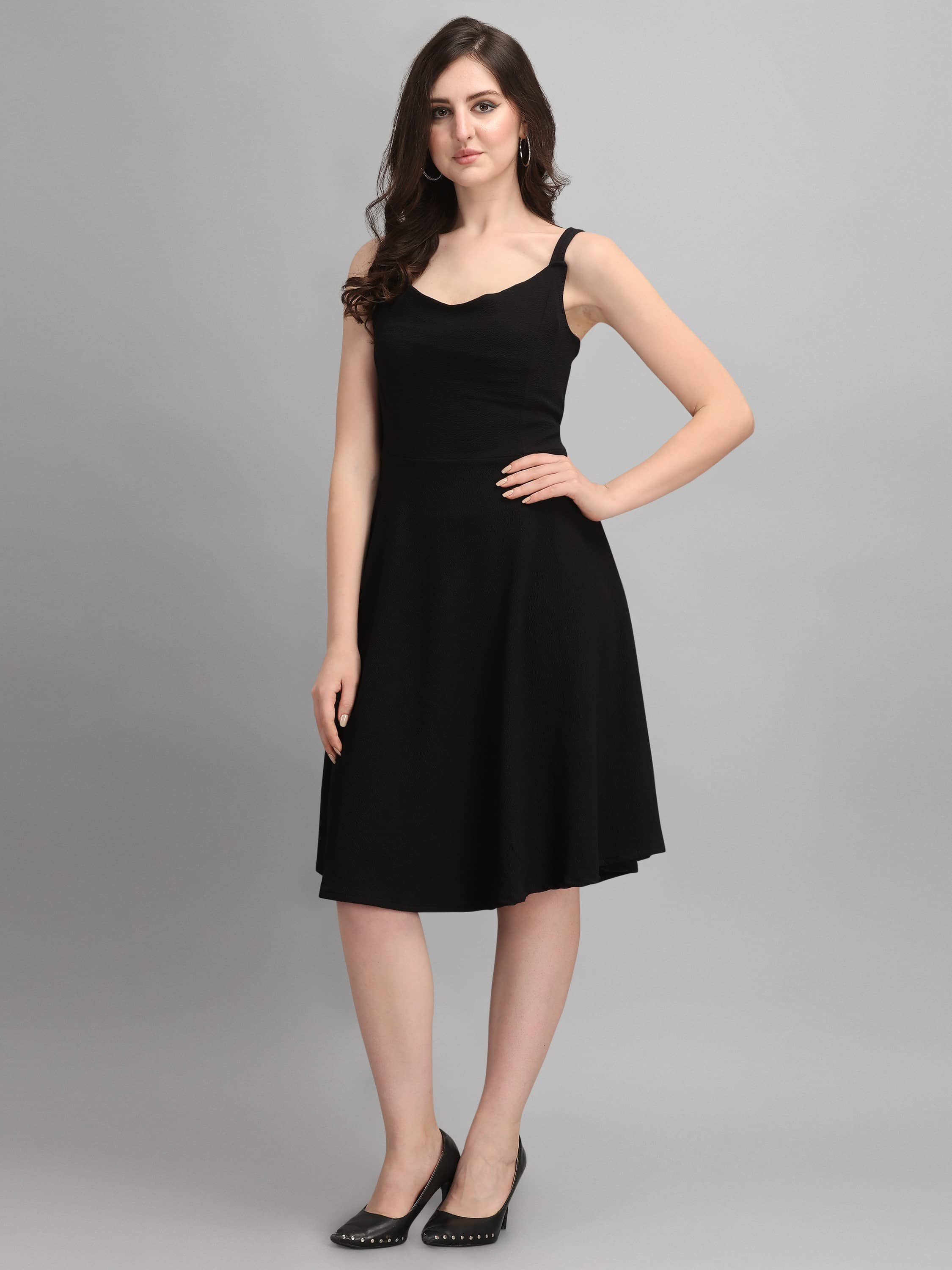 Sheetal associates - Black Polyester Women's Fit & Flare Dress ( Pack of 1 )