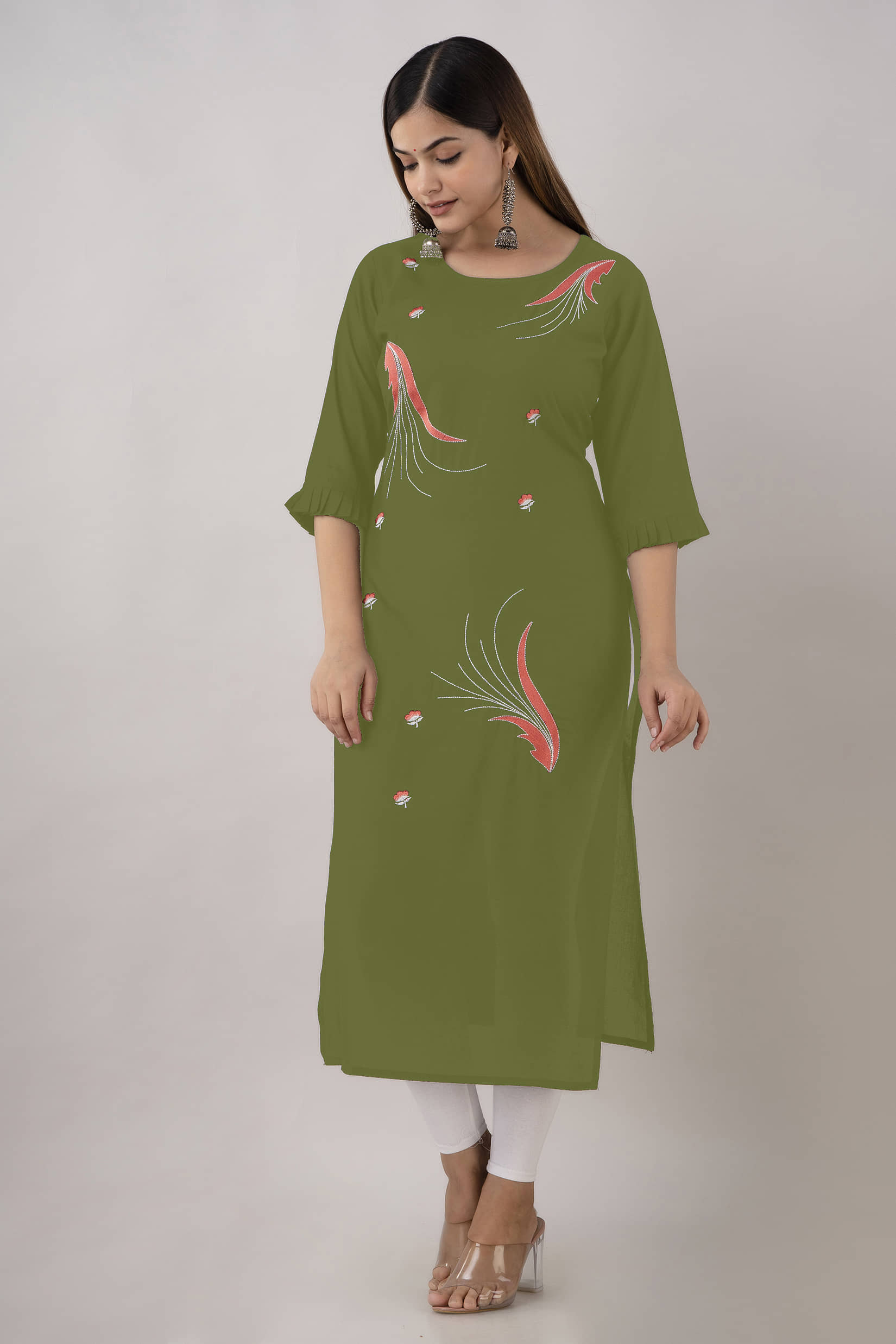 Kapadia - Green Rayon Women's Straight Kurti ( Pack of 1 ) - Kurtis, Tunics | Buy online on ZillyBuy