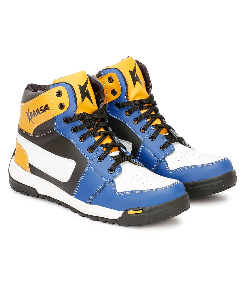 Yellow Synthetic Kraasa Men's Synthetic Sneakers Kraasa Blue
