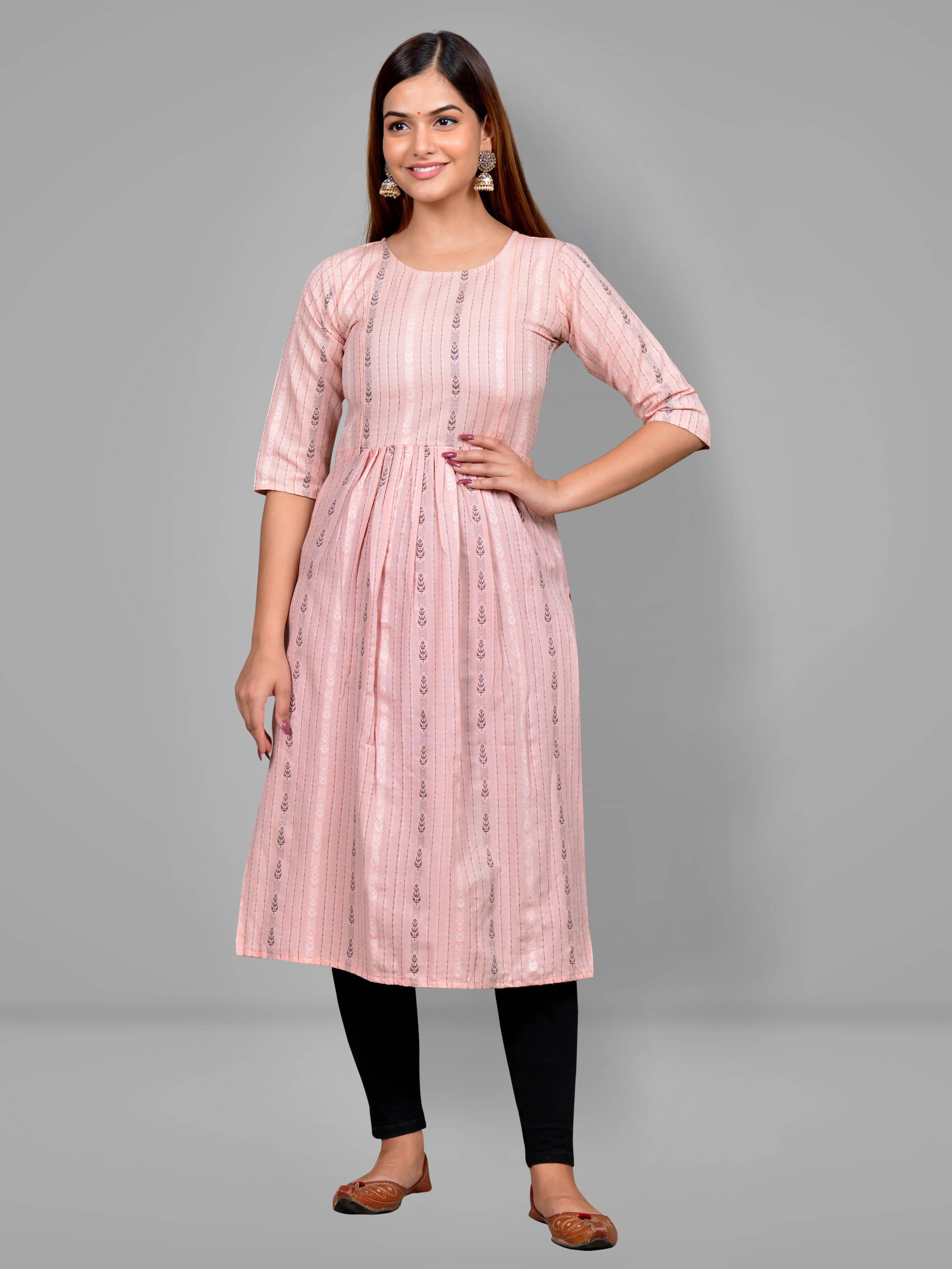 Lerkiza Peach Cotton Maternity Kurta