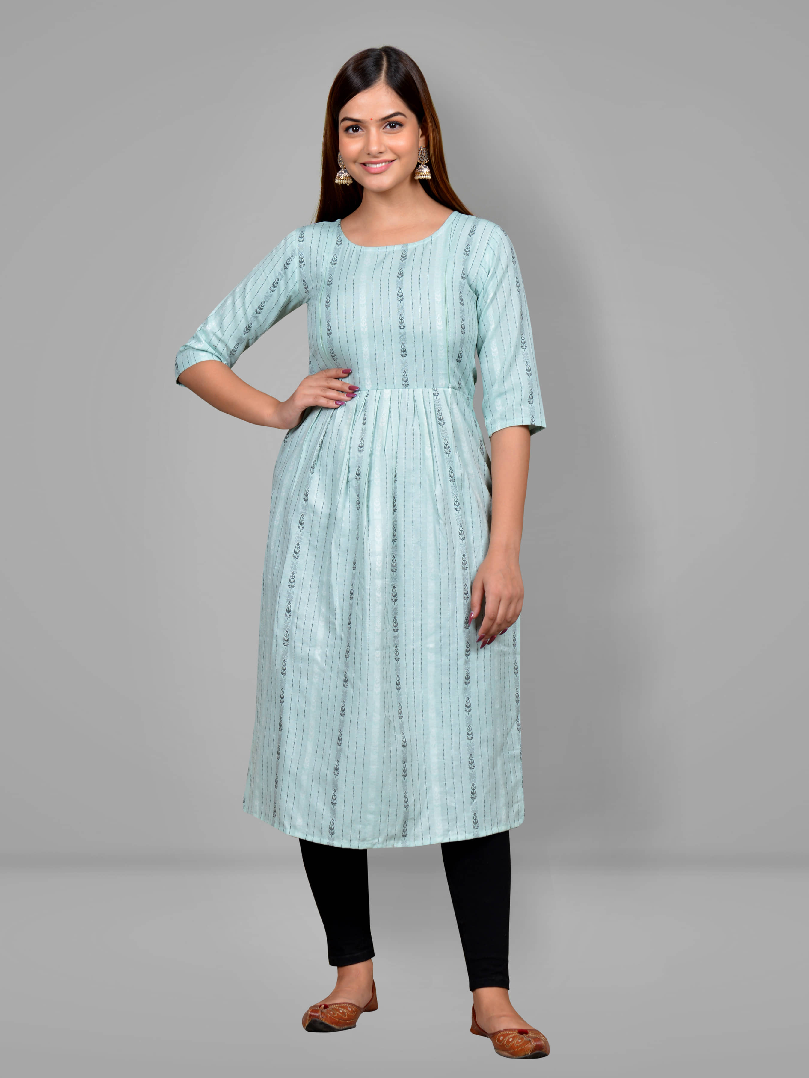 Lerkiza Turquoise Cotton Maternity Kurta