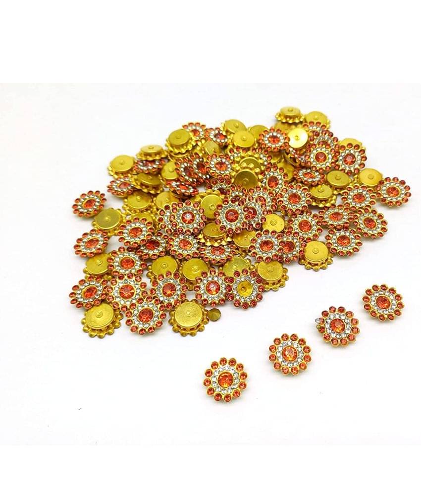     			PRANSUNITA 100pcs Zarkan Flower Shape Claw Cup Sew on Rhinestone Crystal Glass Beads Buttons Stones for Jewellery Making, Dress Decoration, Crafts & Embroidery Work (JARKAN Stones, Orange)