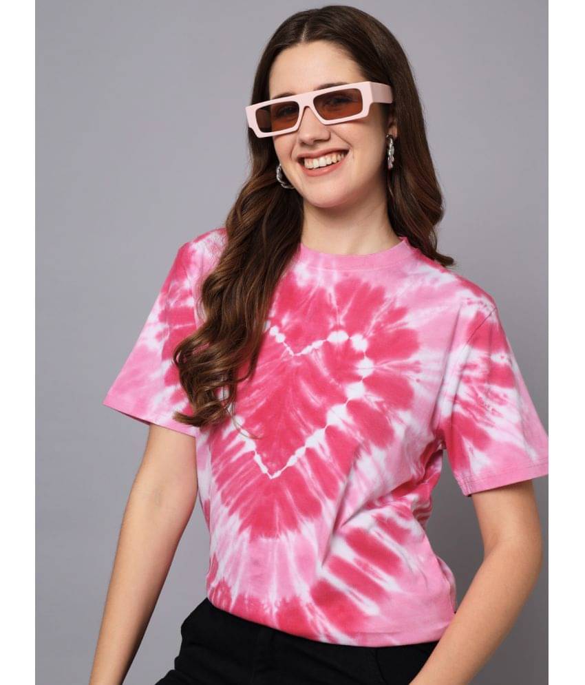 The Dry State Women Cotton Blend Dyed Regular Fit Round Neck T-Shirt ( Pink )     			The Dry State Women Cotton Blend Dyed Regular Fit Round Neck T-Shirt ( Pink )