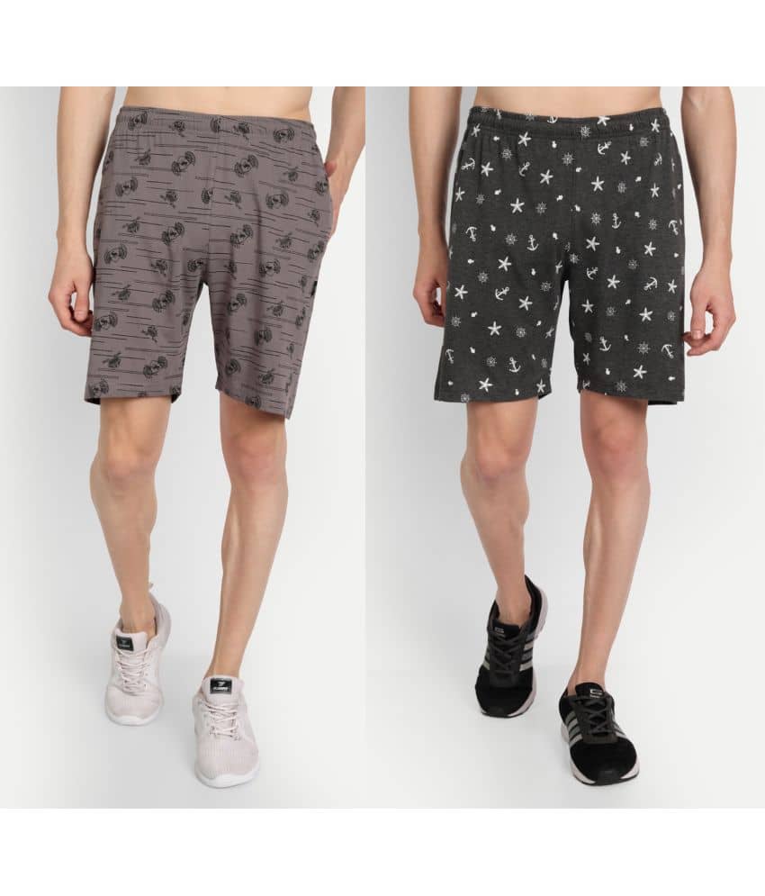 Zeffit - Multicolor Cotton Blend Men's Shorts ( Pack of 2 ) - Shorts | Buy online on ZillyBuy