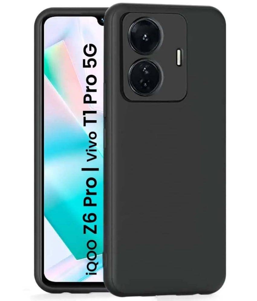     			CASE VA - Black Silicon Plain Cases Compatible For IQOO Z6 Pro ( Pack of 1 )