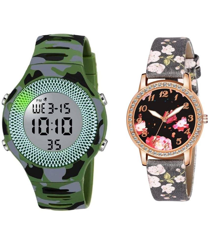     			Cosmic - Multicolor PU Analog-Digital Couple's Watch
