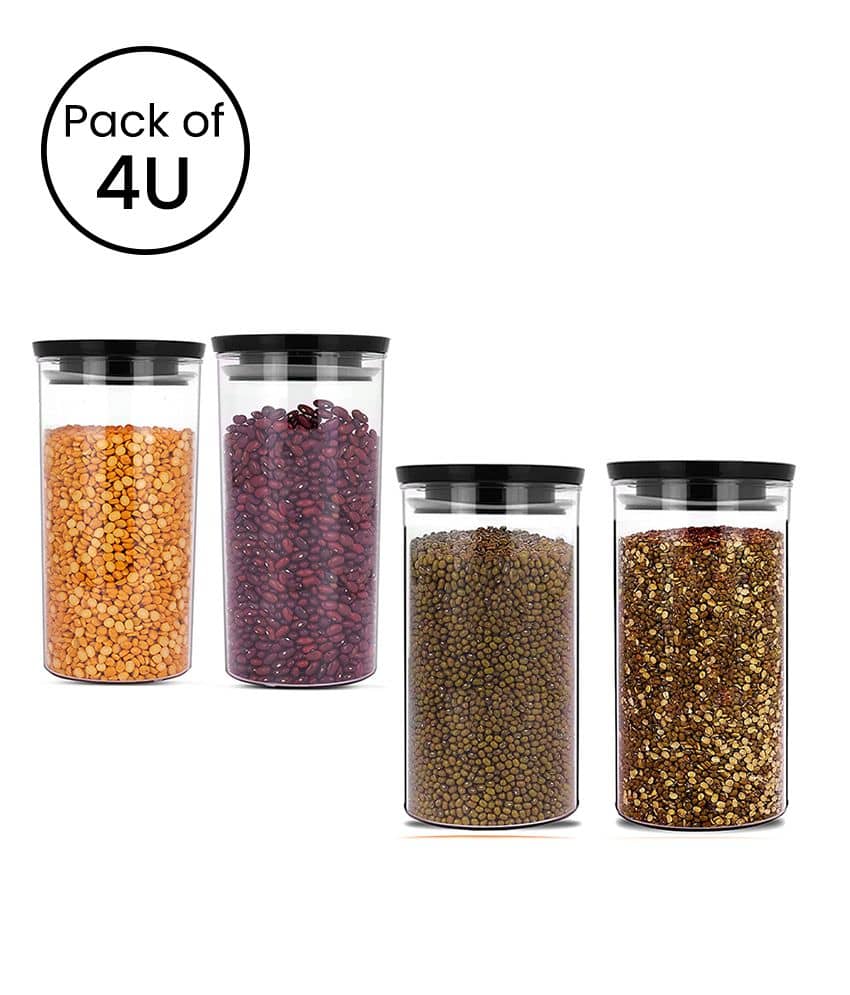 iview kitchenware Multi-purpose Container 900ml each,Black Lid (4U)