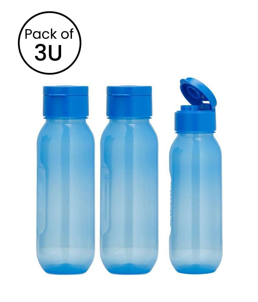 Plastic BPA Free Water Bottle, Pack of 3 (600ml Each), Blue Plastic BPA Free Water Bottle, Pack of 3 (600ml Each), Blue