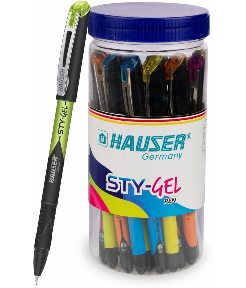     			Hauser Sty 0.7mm Gel Pen Jar Pack | Light Weight With Comfortable Ergonimic Grip | Extra Smooth Refillable Pen | Waterproof Ink For Smudge Free Writing | Blue Ink, Set Of 25 Gel Pen