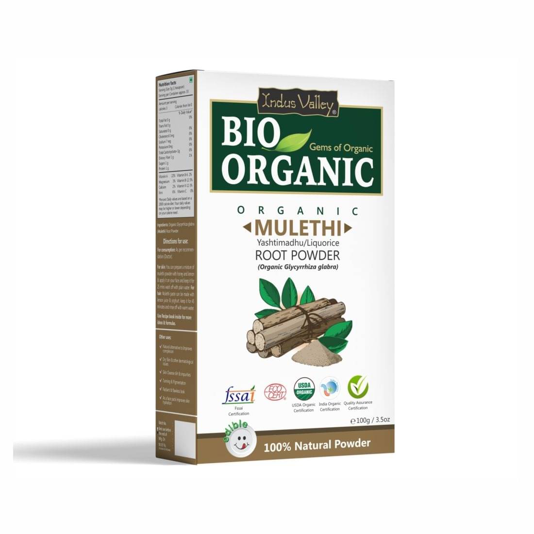     			Indus Valley Mulethi Powder Herbs For All Type Of Hair & Skin 100 Gm (Pack of 1)