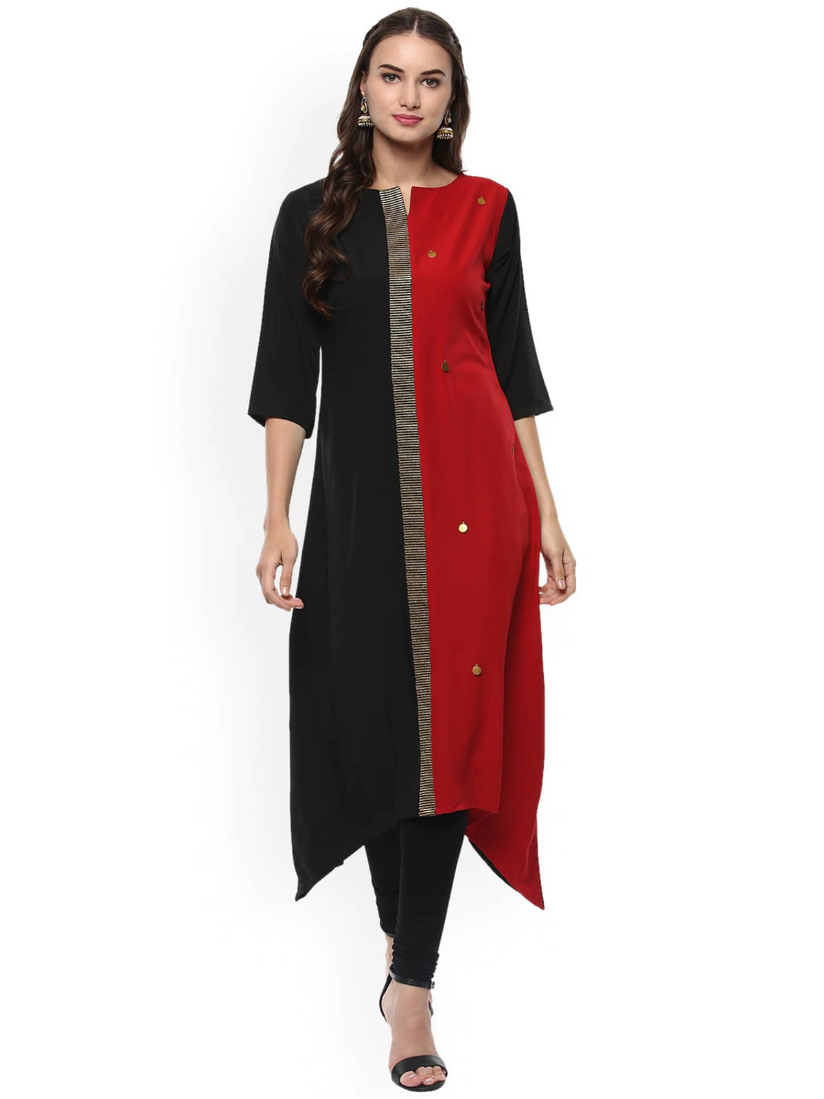     			Janasya - Multicolor Crepe Women's Asymmetrical Kurti ( Pack of 1 )