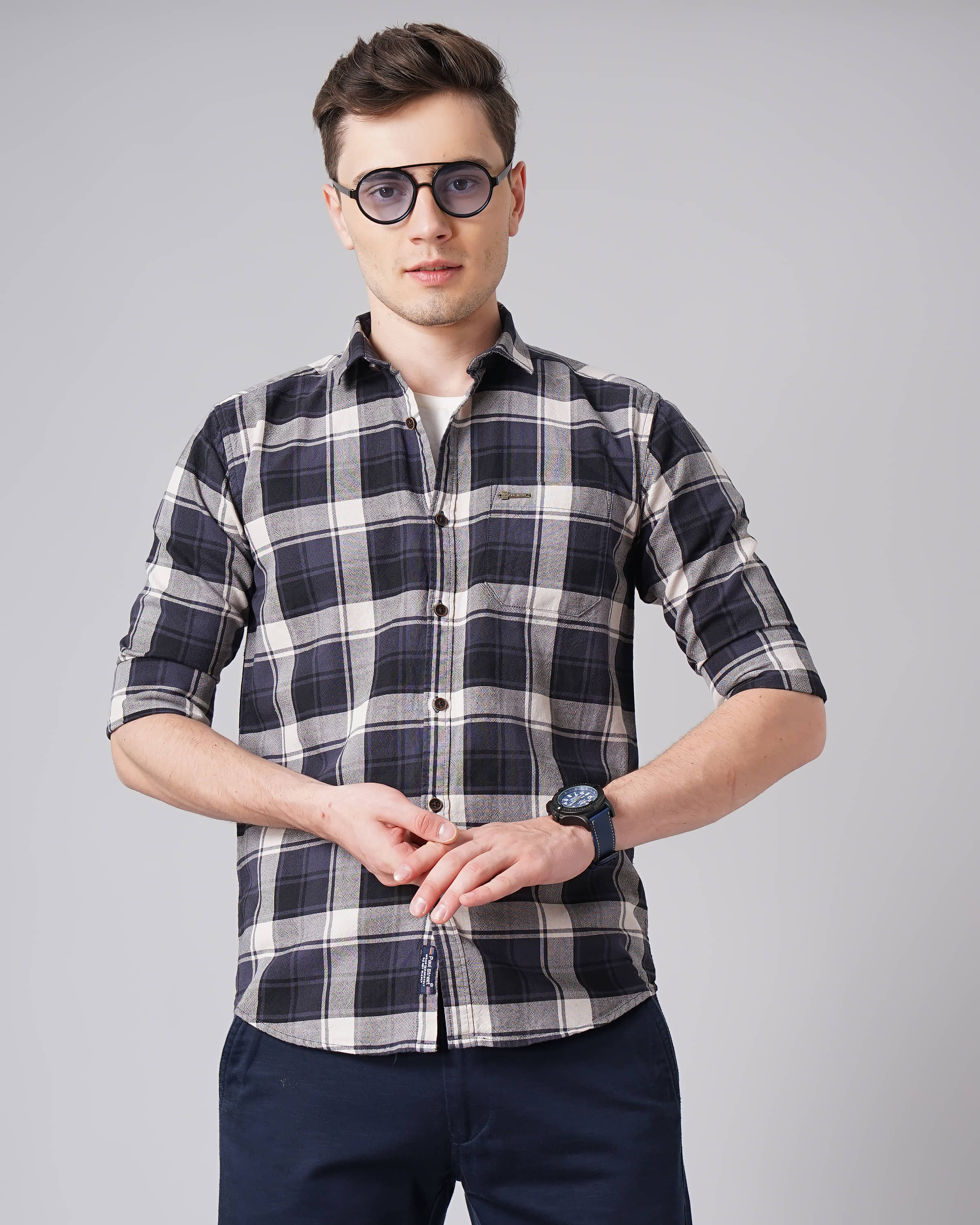 Paul Street - Blue 100% Cotton Slim Fit Men's Casual Shirt ( Pack of 1 )
