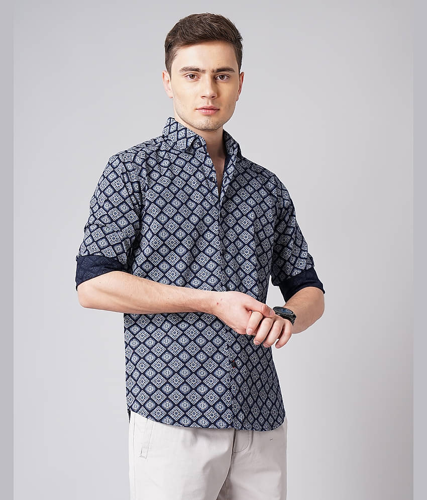 Paul Street - Navy Blue 100% Cotton Slim Fit Men's Casual Shirt ( Pack of 1 )