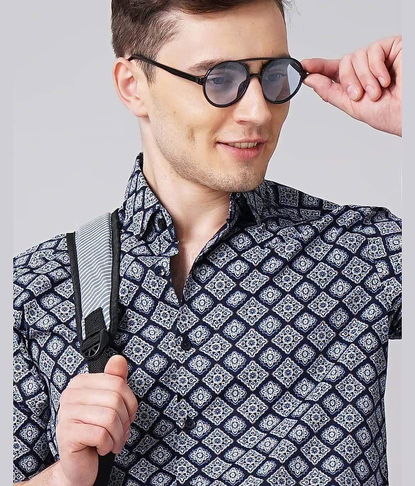 Paul Street - Navy Blue 100% Cotton Slim Fit Men's Casual Shirt ( Pack of 1 )