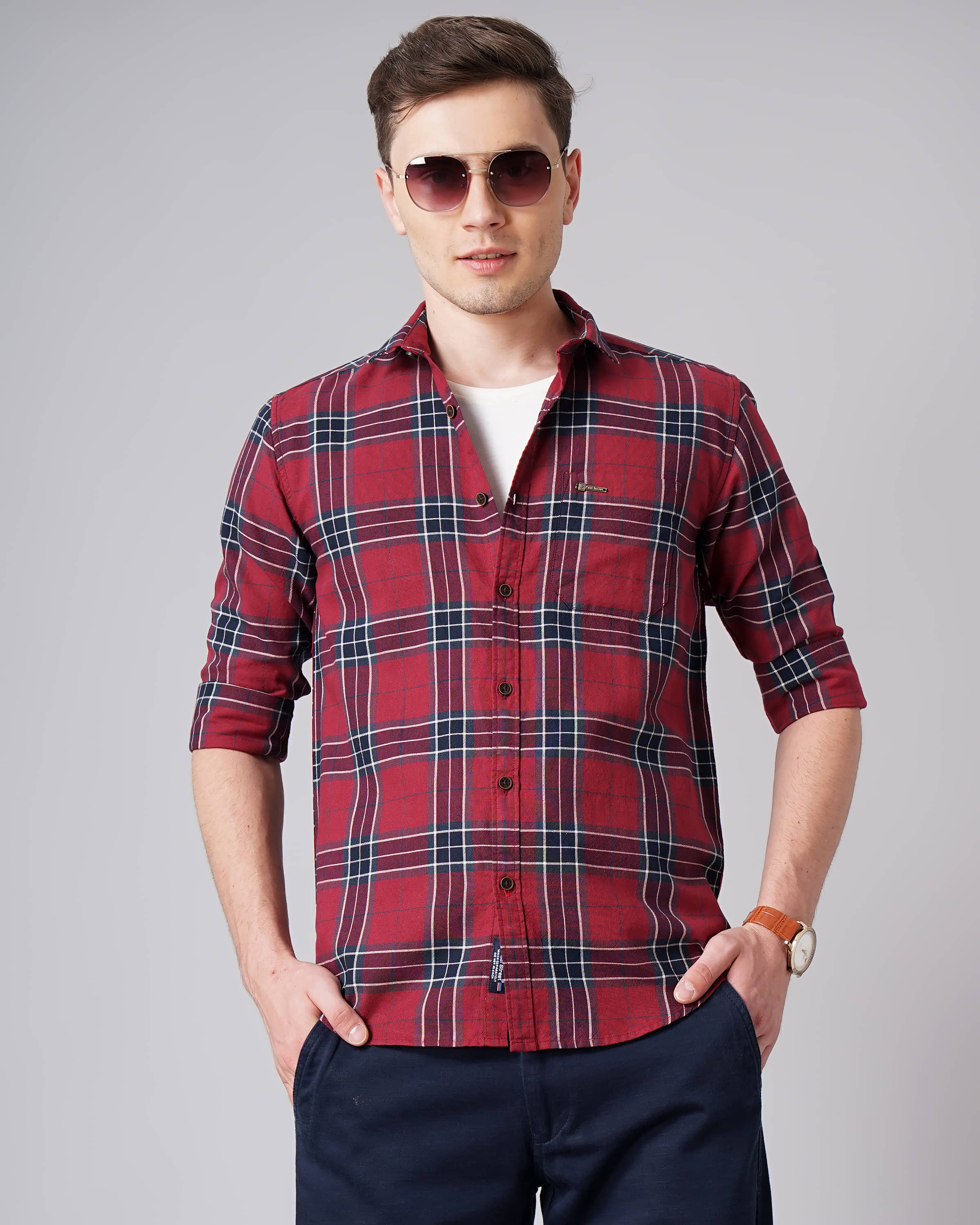 Paul Street - Blue 100% Cotton Slim Fit Men's Casual Shirt ( Pack of 1 )