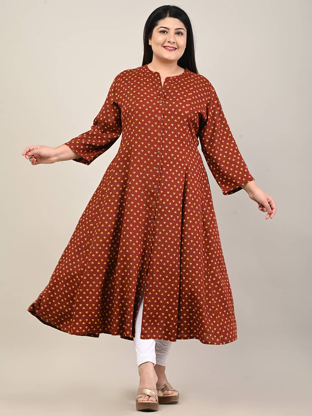 Swasti - Maroon Cotton Blend Women's Front Slit Kurti ( Pack of 1 ) - Kurtis, Tunics | Buy online on ZillyBuy