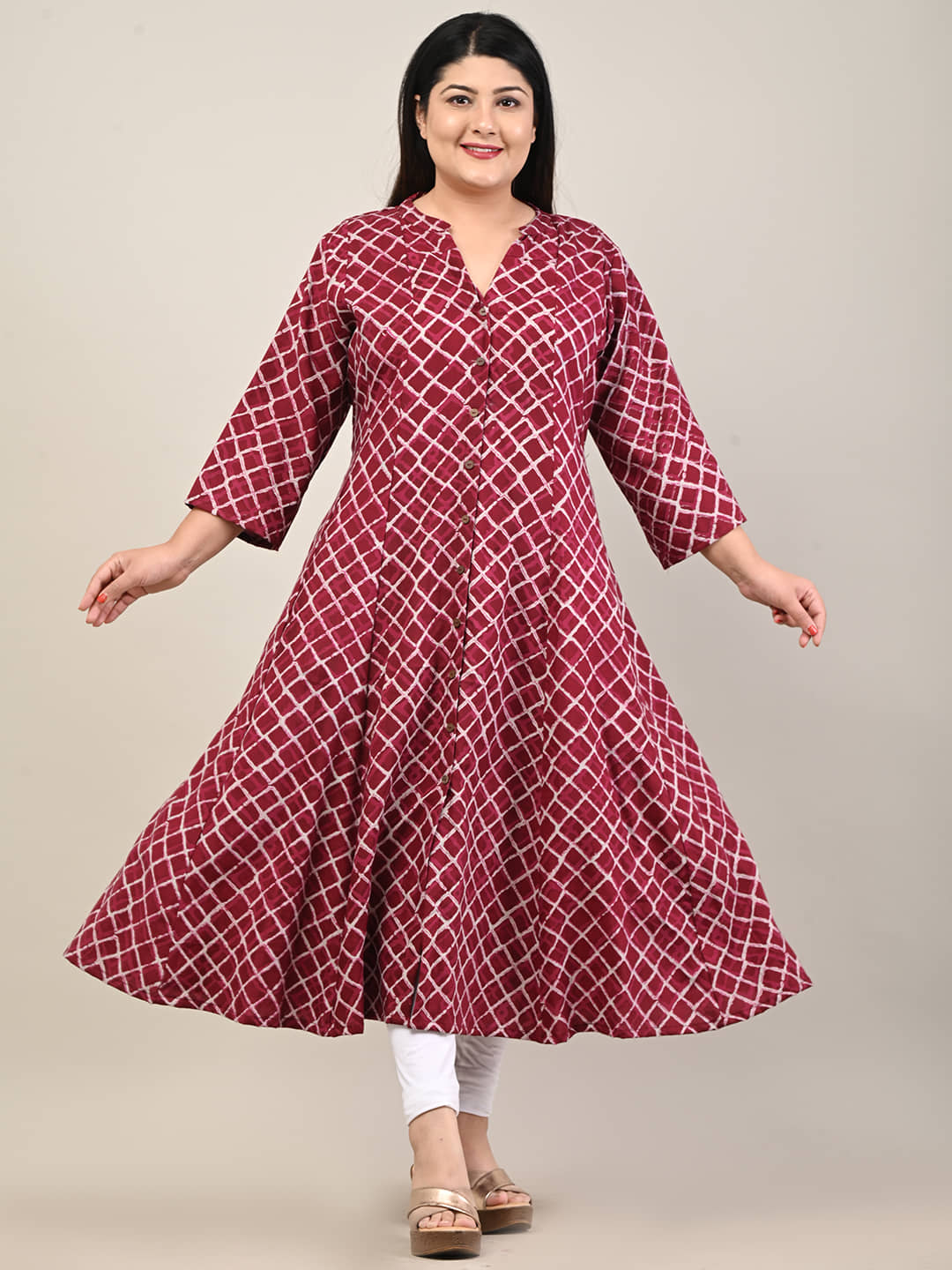 Swasti - Purple Cotton Blend Women's Flared Kurti ( Pack of 1 ) - Kurtis, Tunics | Buy online on ZillyBuy