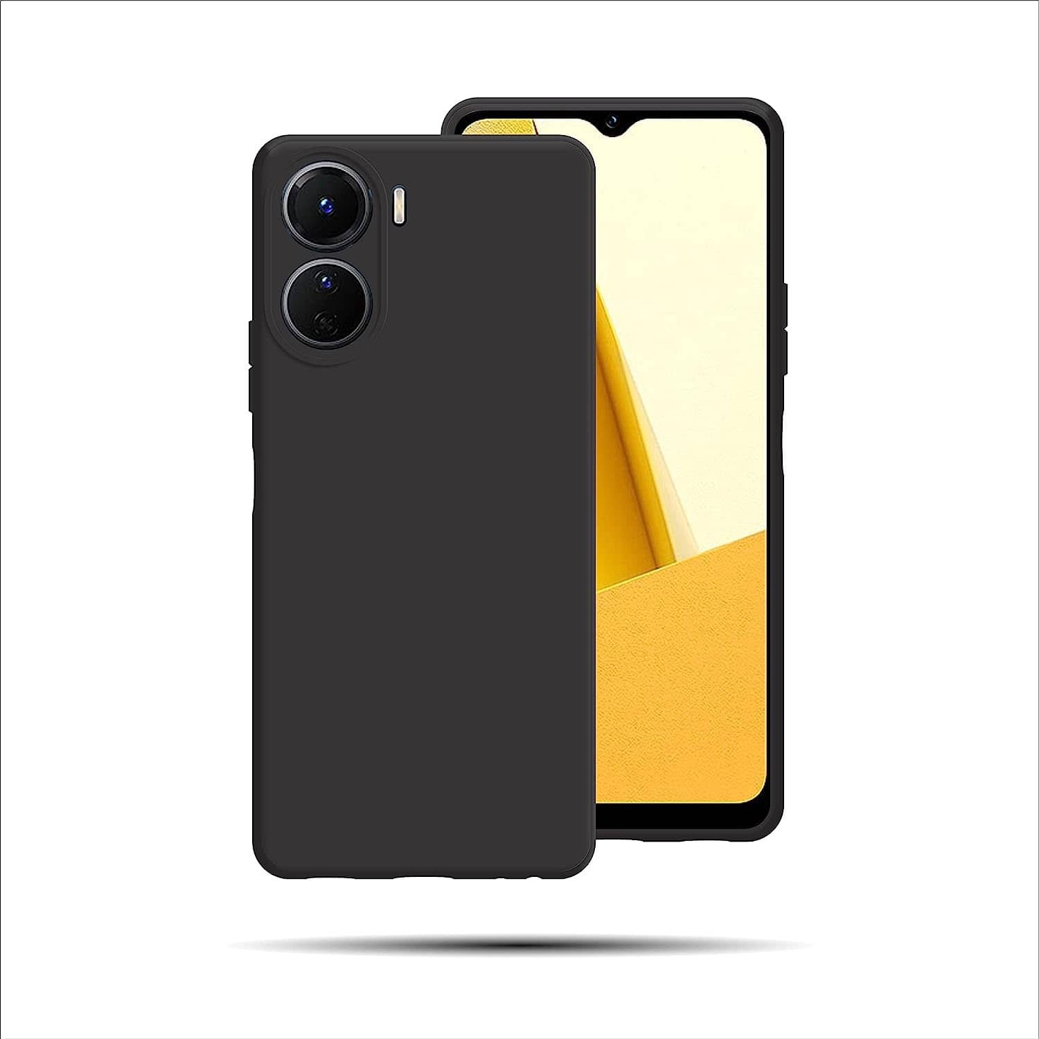 ZAMN - Black Silicon Plain Cases Compatible For Vivo Y16 ( Pack of 1 )