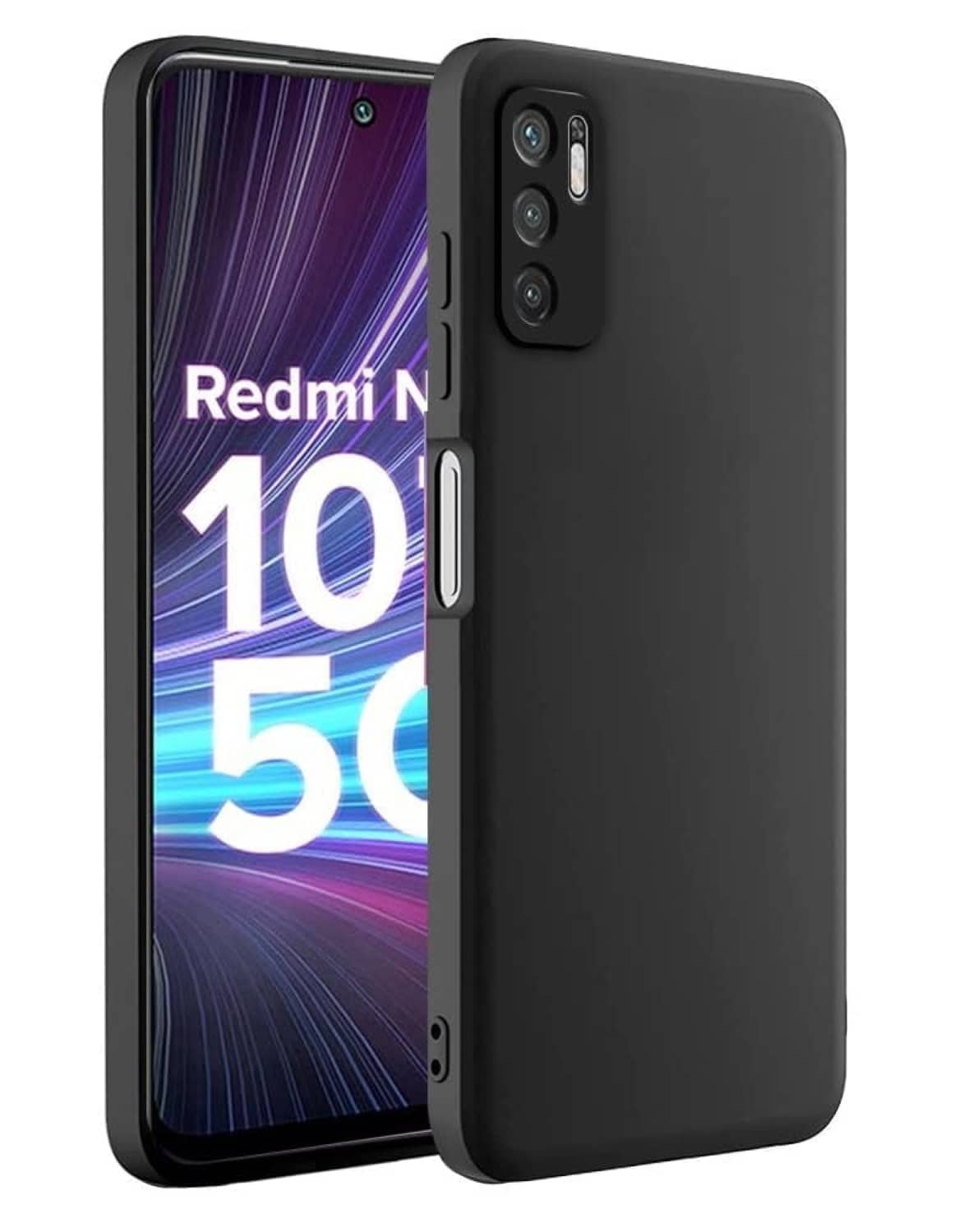 ZAMN - Black Silicon Plain Cases Compatible For Redmi Note 10T 5G ( Pack of 1 )