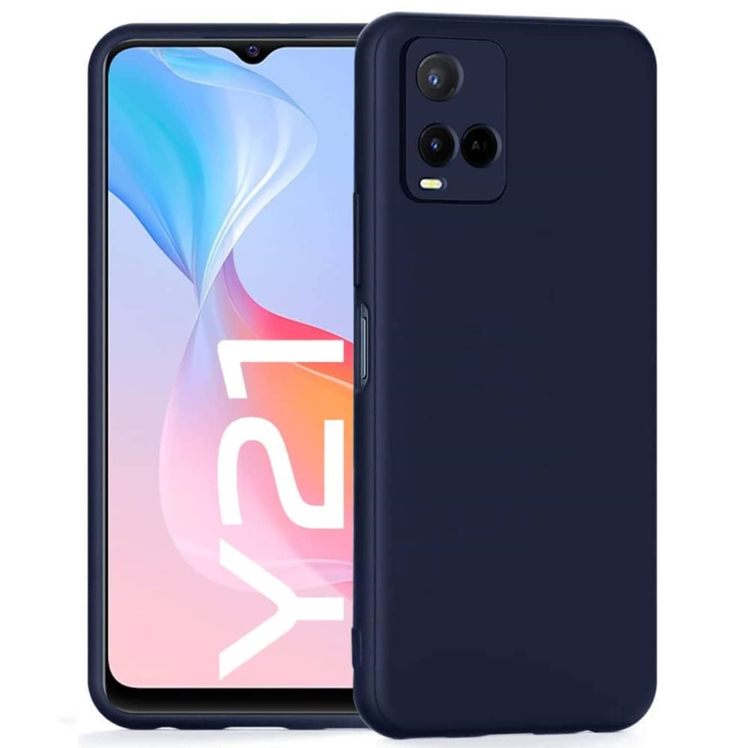 ZAMN - Blue Silicon Plain Cases Compatible For Vivo Y21 ( Pack of 1 )
