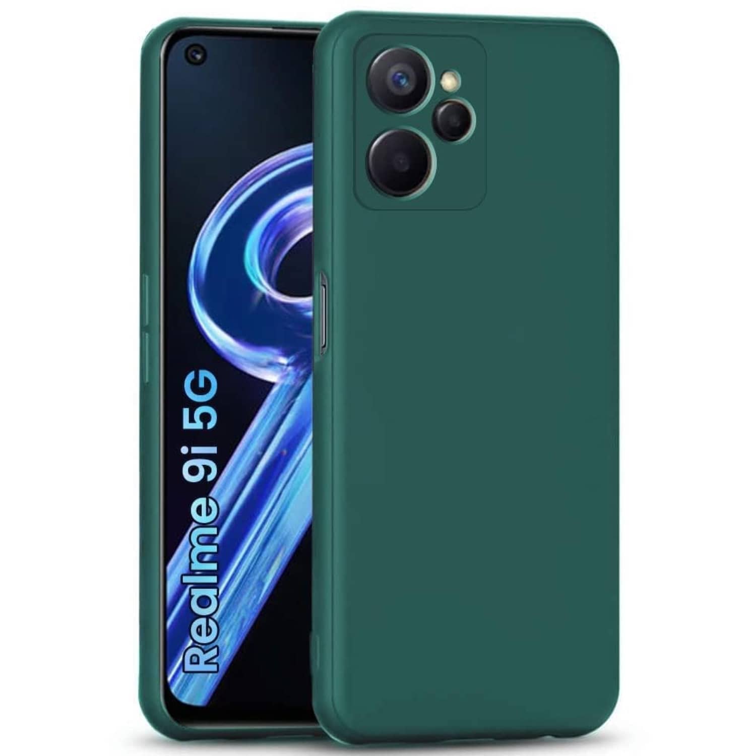 ZAMN - Blue Silicon Plain Cases Compatible For Realme 9i 5G ( Pack of 1 )