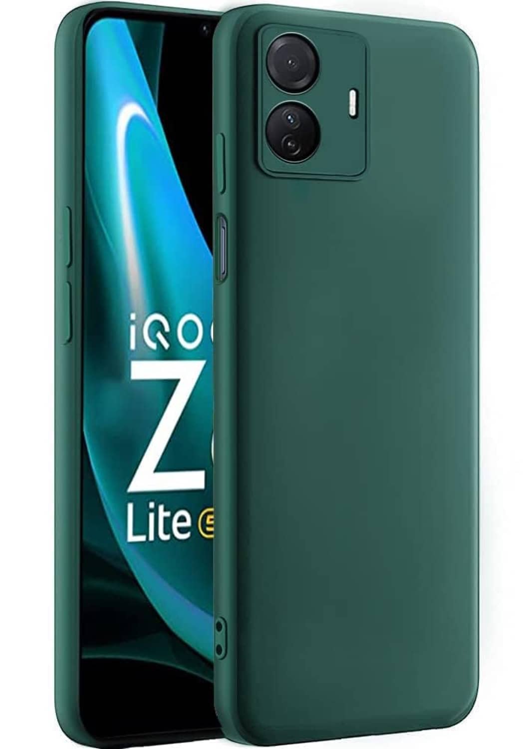 ZAMN - Green Silicon Plain Cases Compatible For iQOO Z6 Lite 5G ( Pack of 1 )