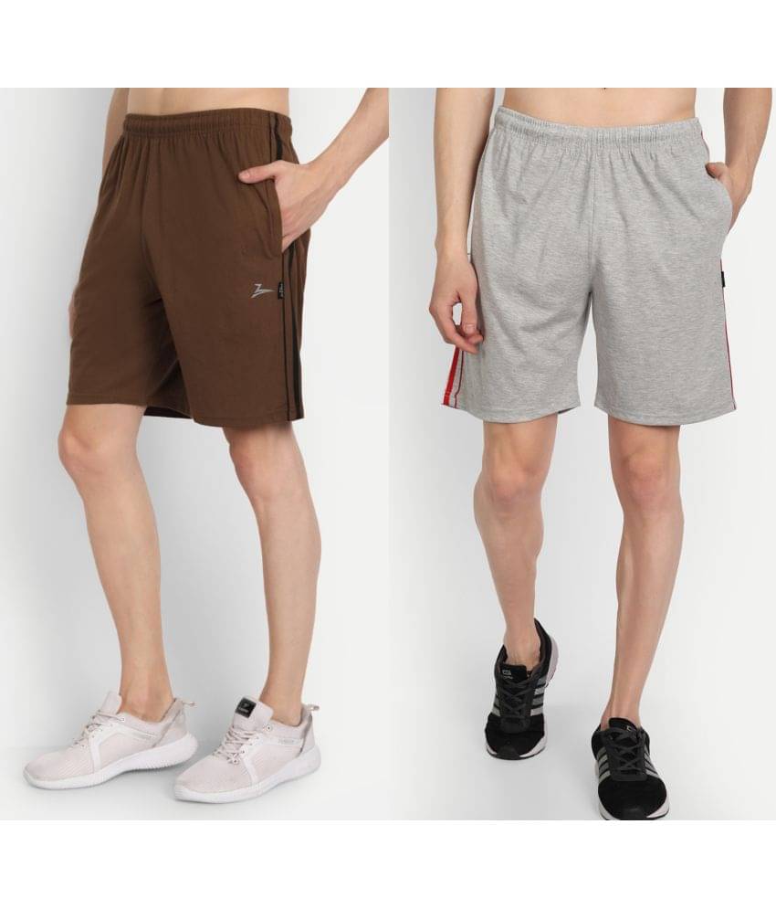 Zeffit - Multicolor Cotton Blend Men's Shorts ( Pack of 2 ) Zeffit - Multicolor Cotton Blend Men's Shorts ( Pack of 2 )